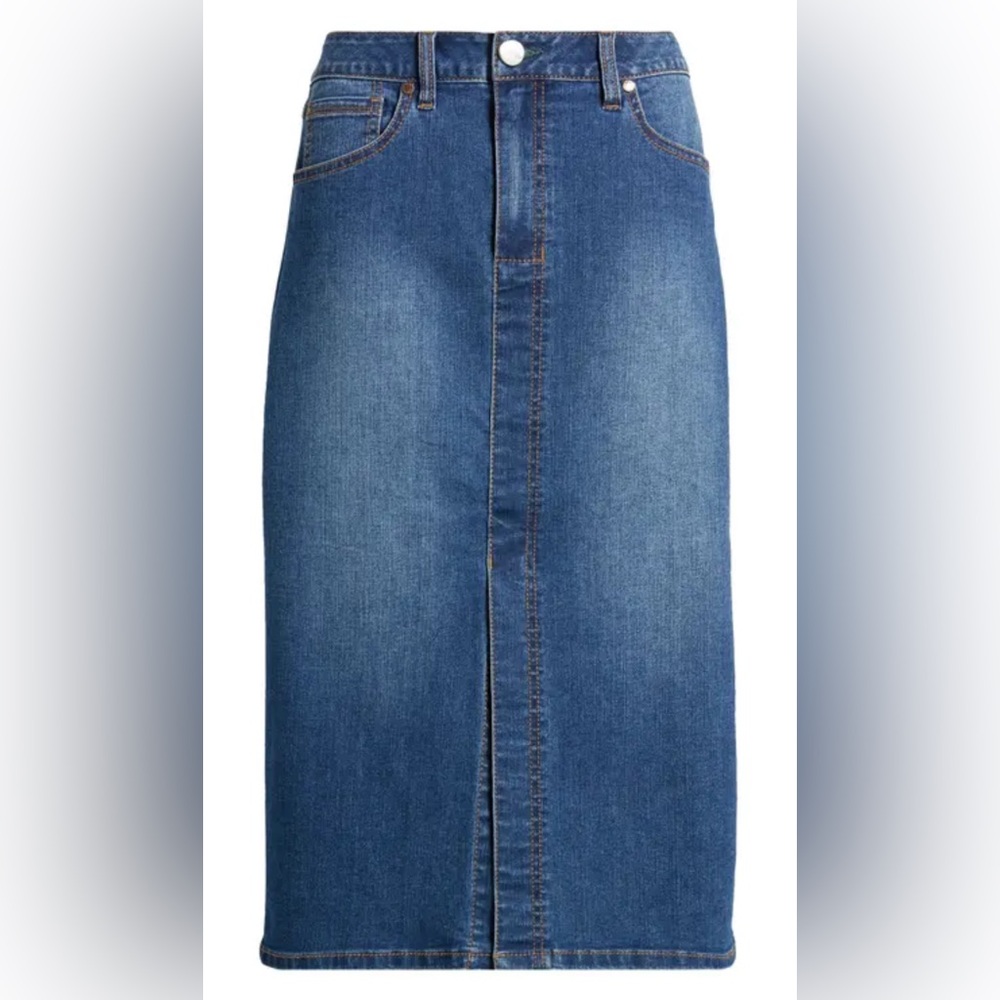 1822 Denim Blue Midi Skirt